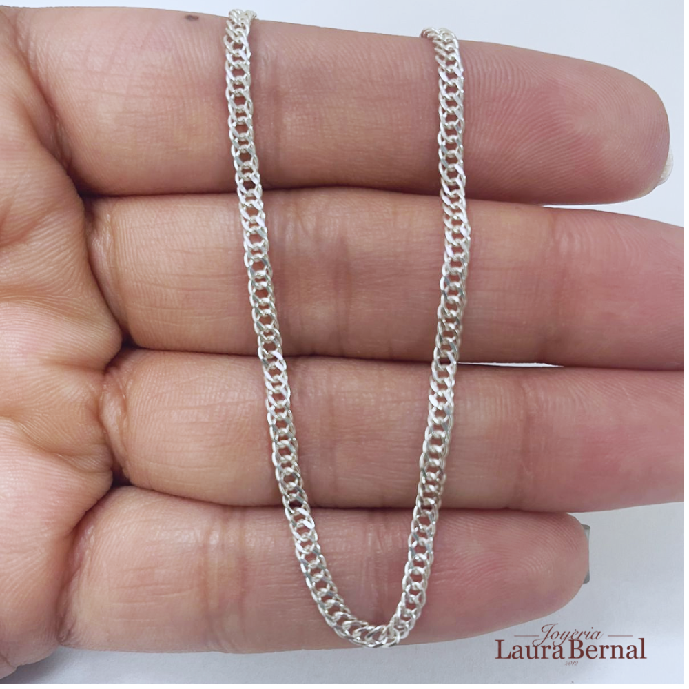 Cadena cubana 4.17 gr / 50 cm / 2 mm plata italiana - Imagen 3