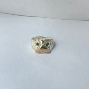 Anillo búho 5.15 gr / T10 / circones verdes plata italiana