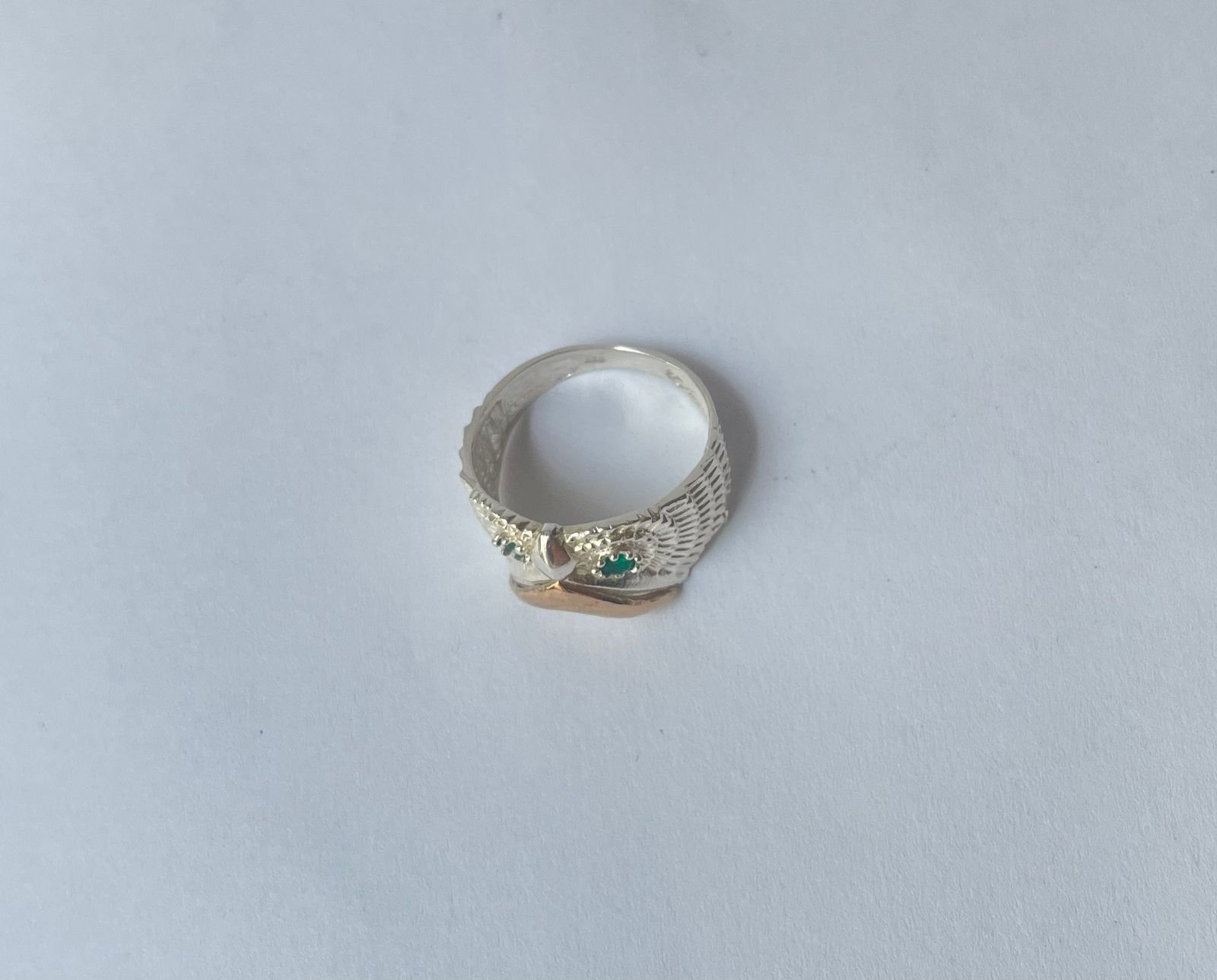 Anillo búho 5.15 gr / T10 / circones verdes plata italiana - Imagen 3