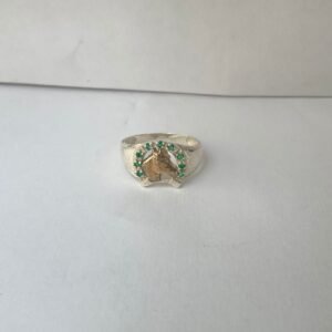 Anillo caballo 4.57 gr / T13 1/2 / circones verdes plata italiana
