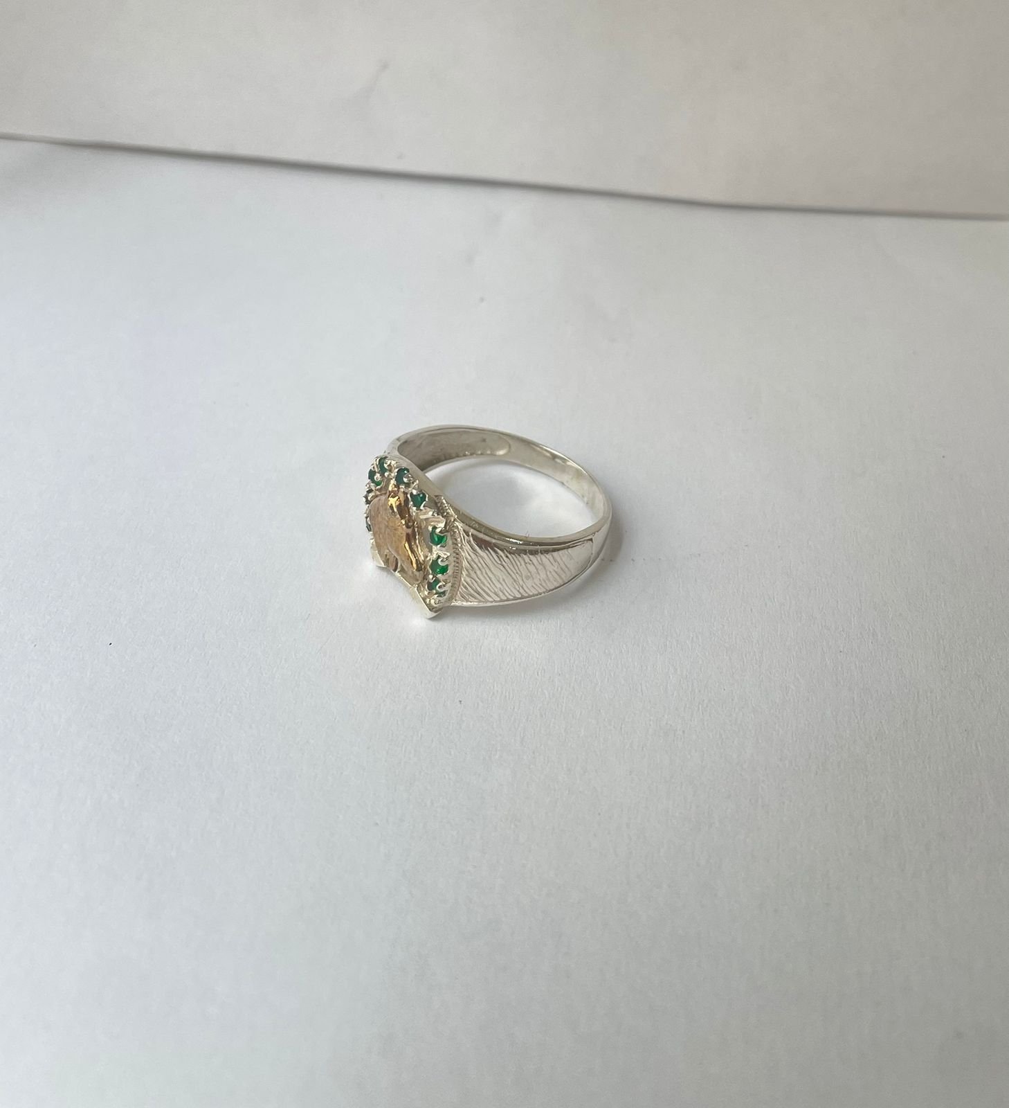 Anillo caballo 4.57 gr / T13 1/2 / circones verdes plata italiana - Imagen 2