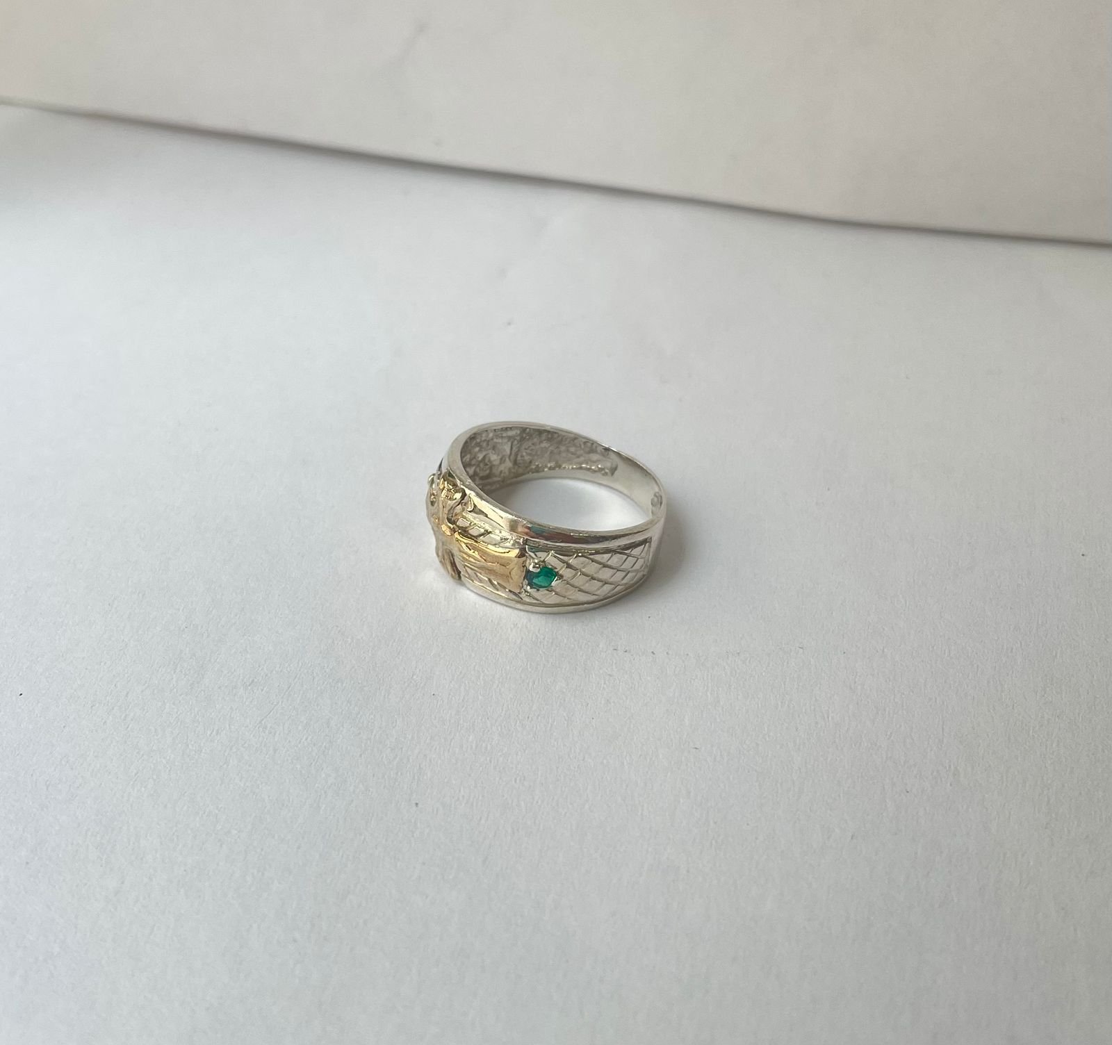 Anillo cruz punteado 4.17 gr / T9 / cirnon verde plata italiana - Imagen 2