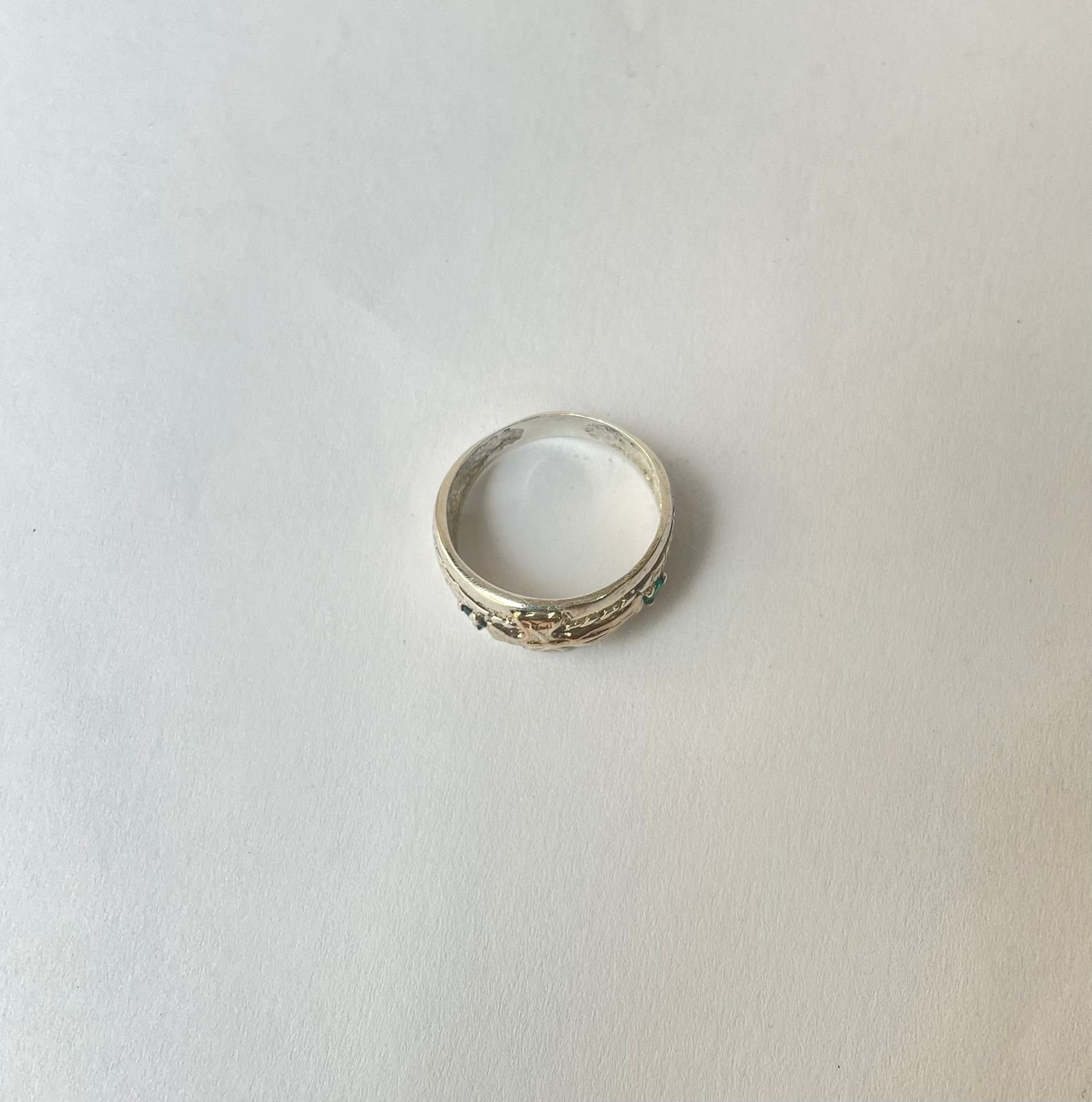 Anillo cruz punteado 4.17 gr / T9 / cirnon verde plata italiana - Imagen 3