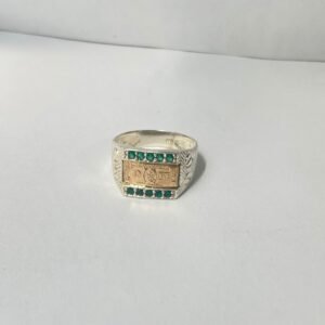 Anillo dólar 4.52 gr / T12 / circones verdes punteado plata italiana