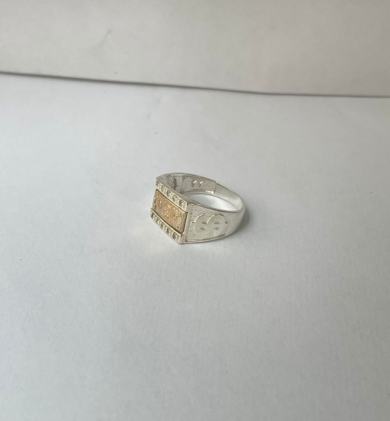 Anillo dólar 3.99 gr / T10 / circones blancos punteado plata italiana - Imagen 2