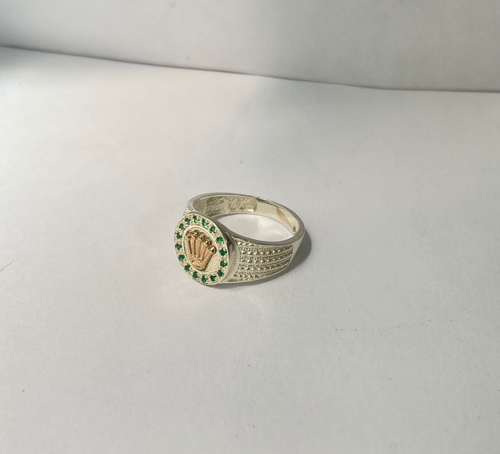 Anillo Rolex 3.54 / T10 / circones verdes plata italiana - Imagen 2