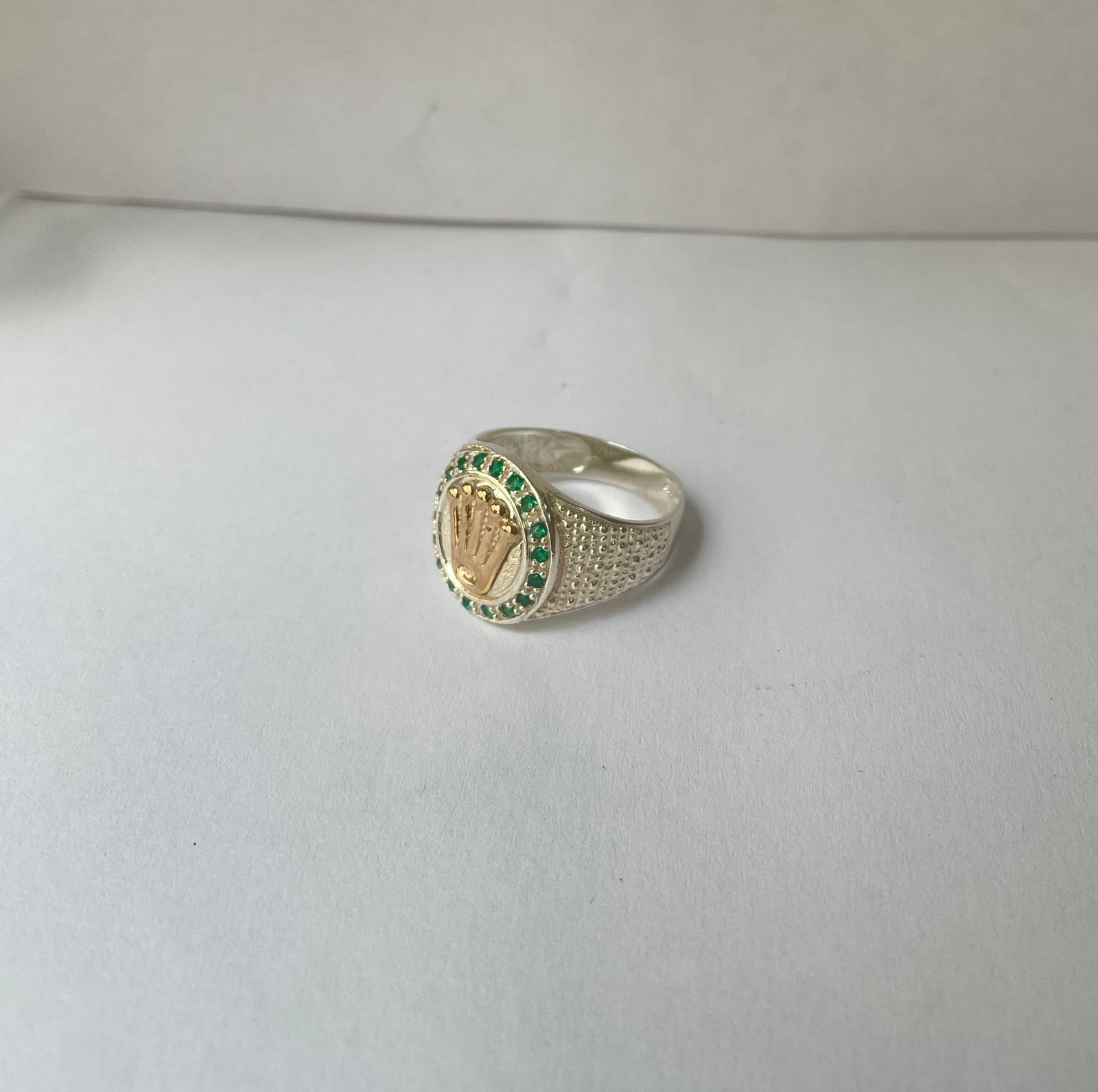 Anillo Rolex 5.84 gr / T11 / circones verdes punteado plata italiana - Imagen 2