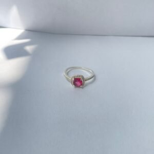 Anillo clásico 1.70 gr / T8/ circon rosado plata italiana