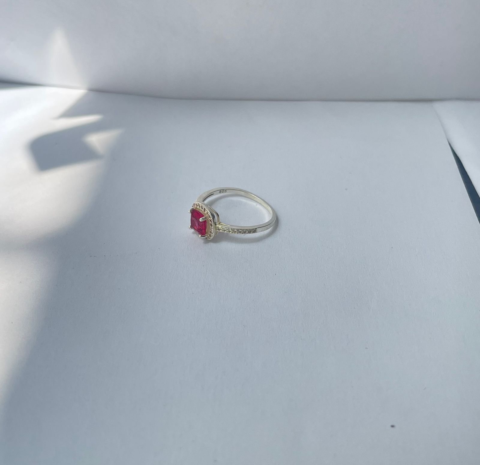 Anillo clásico 1.70 gr / T8/ circon rosado plata italiana - Imagen 2