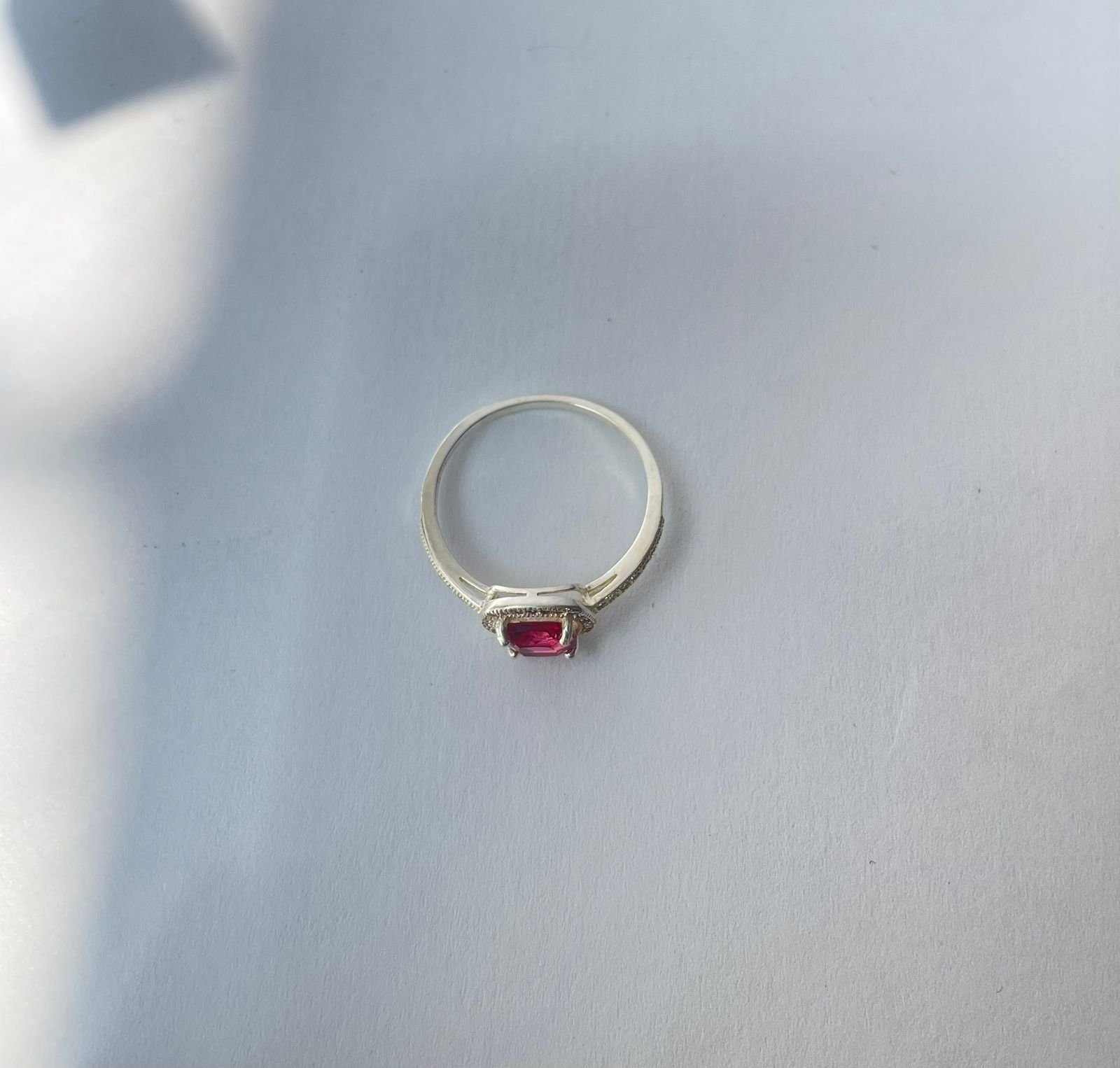 Anillo clásico 1.70 gr / T8/ circon rosado plata italiana - Imagen 3