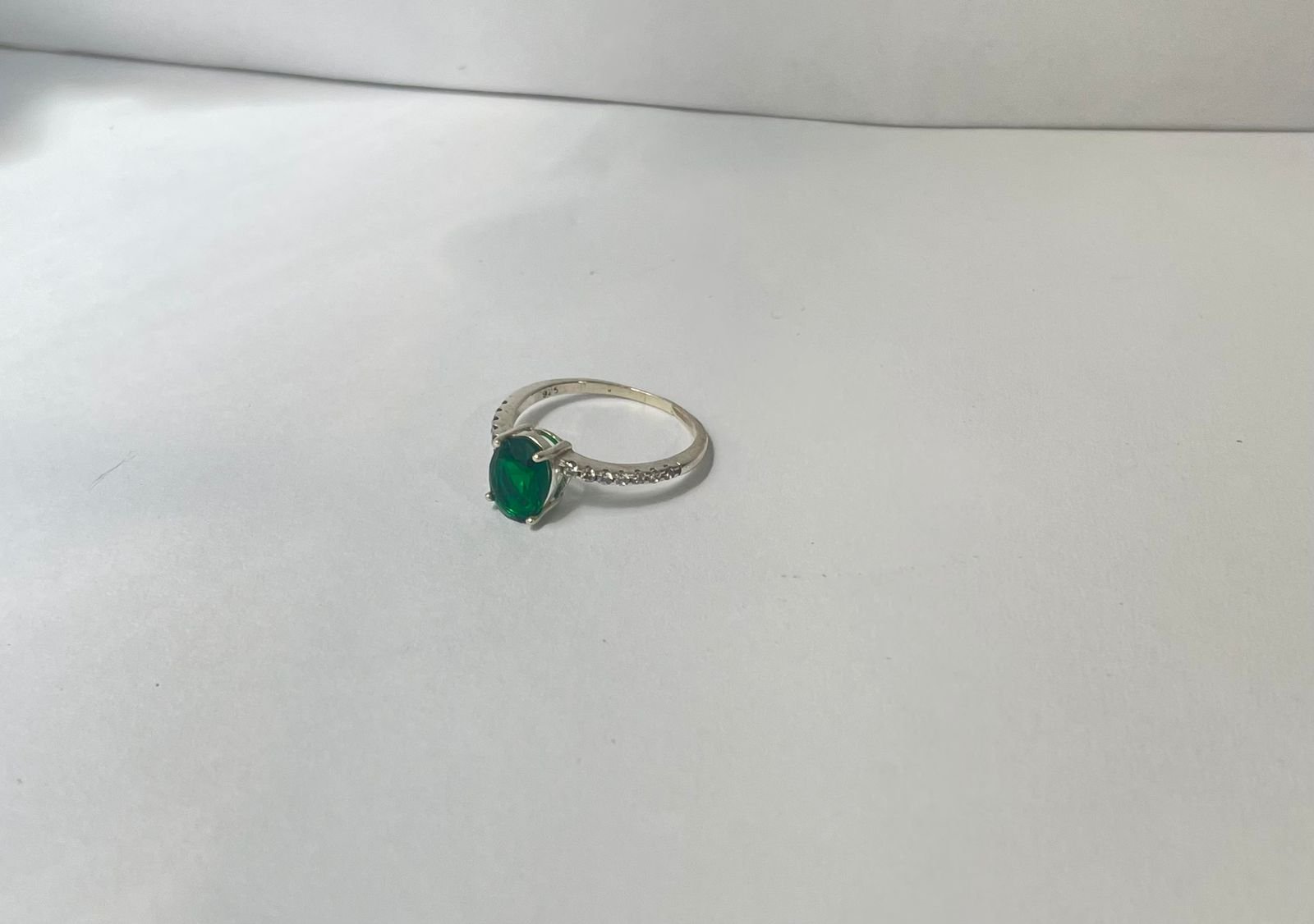 Anillo clásico 1.38 gr / T6 1/2 / circon verde plata italiana - Imagen 2