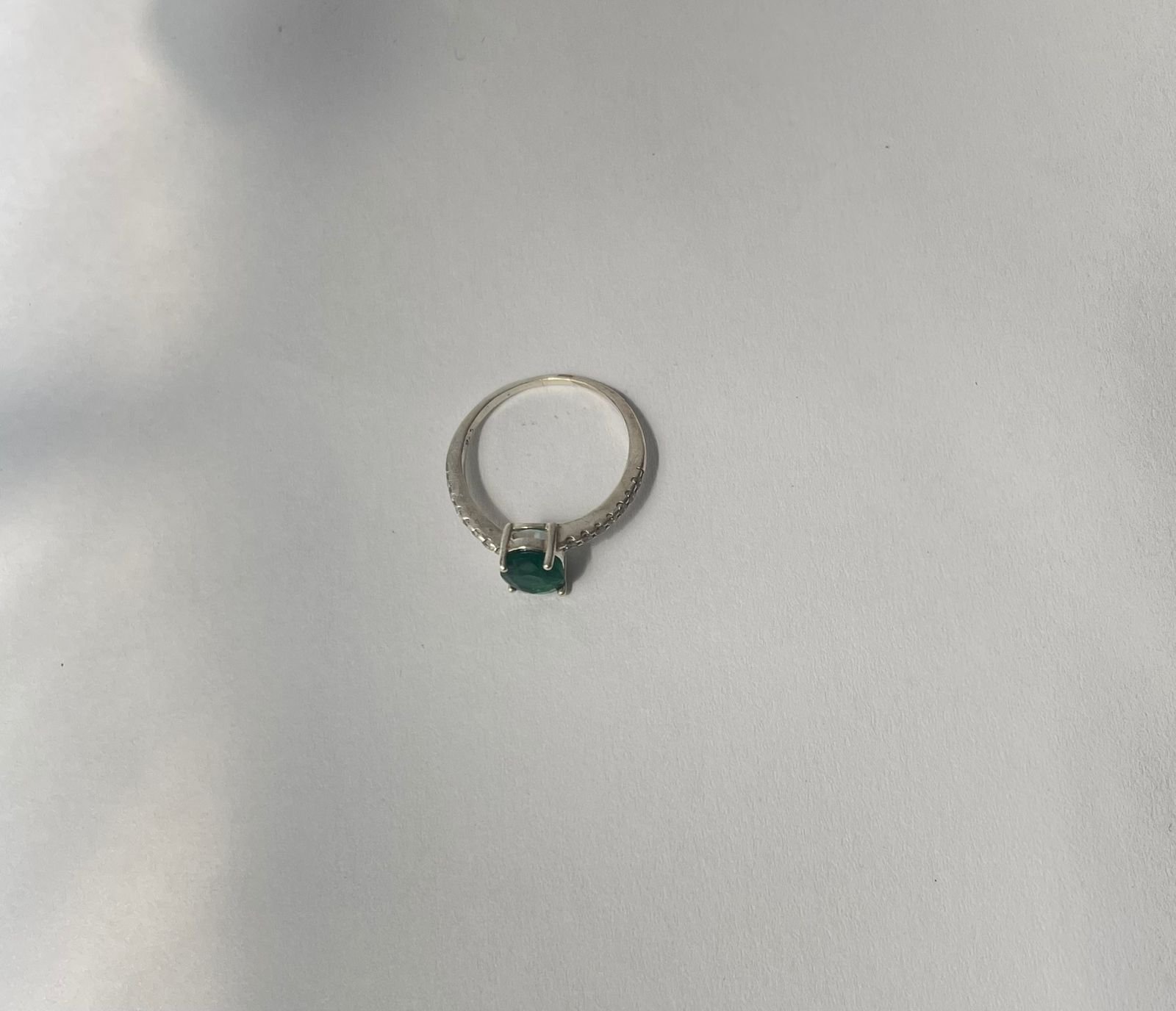 Anillo clásico 1.38 gr / T6 1/2 / circon verde plata italiana - Imagen 3