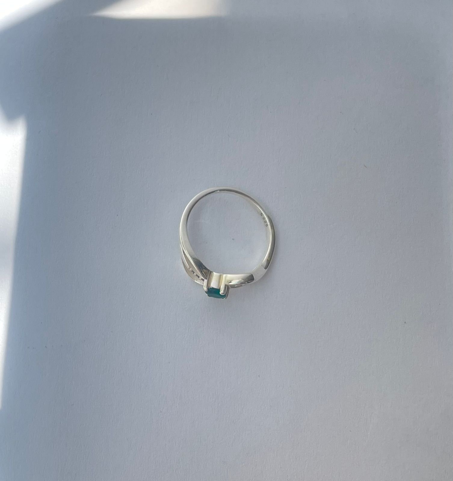 Anillo clásico 2.17gr / T6 1/2 / circon verde plata italiana - Imagen 3