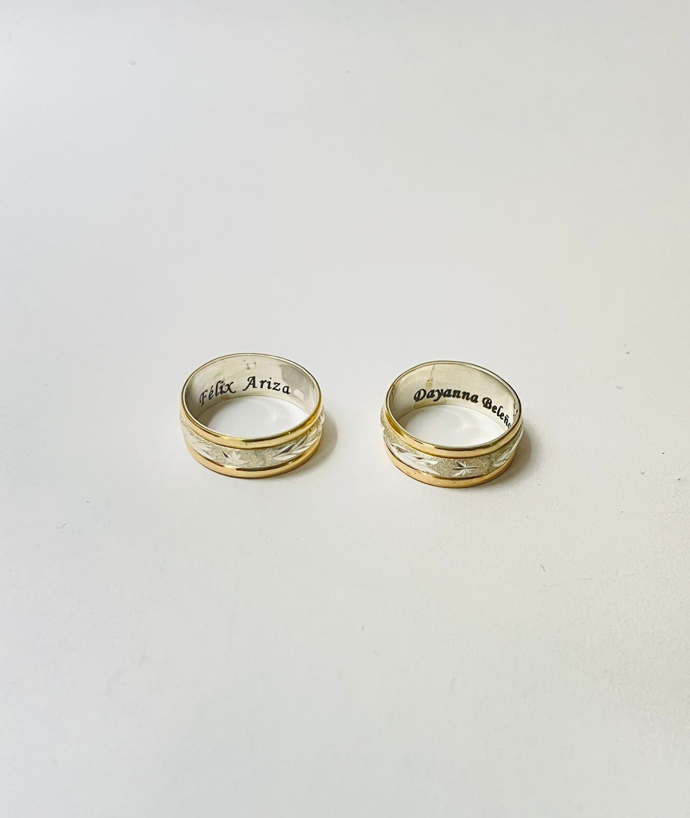 Argollas matrimonio 3.13 gr / T8 / plata italiana + oro laminado - Imagen 3