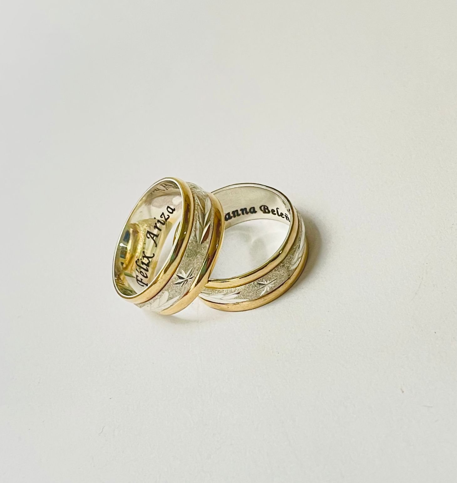 Argollas matrimonio 3.13 gr / T8 / plata italiana + oro laminado - Imagen 2