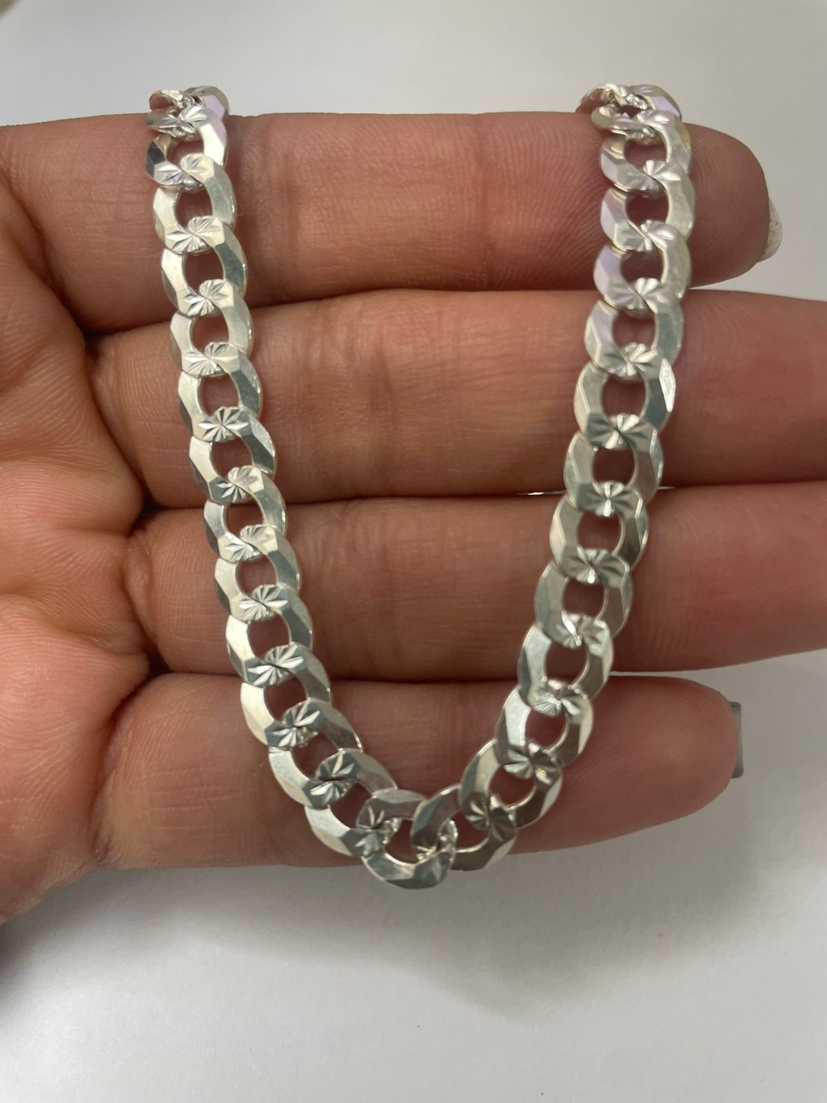 Cadena cubana 33.01 gr / 60 cm / 7 mm plata italiana - Imagen 3