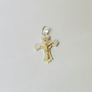 Dije cruz 2.23 gr / 3.5 cm / plata italiana y oro laminado