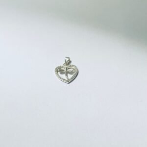 Dije corazón libélula 1.52 gr / 2 cm / plata italiana