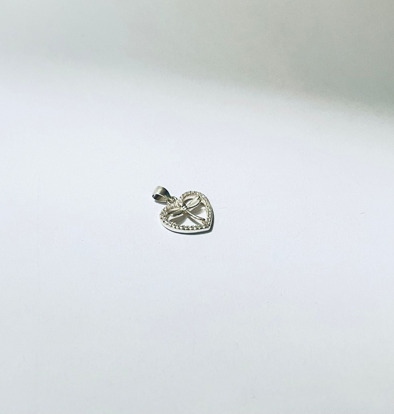 Dije corazón libélula 1.52 gr / 2 cm / plata italiana - Imagen 2