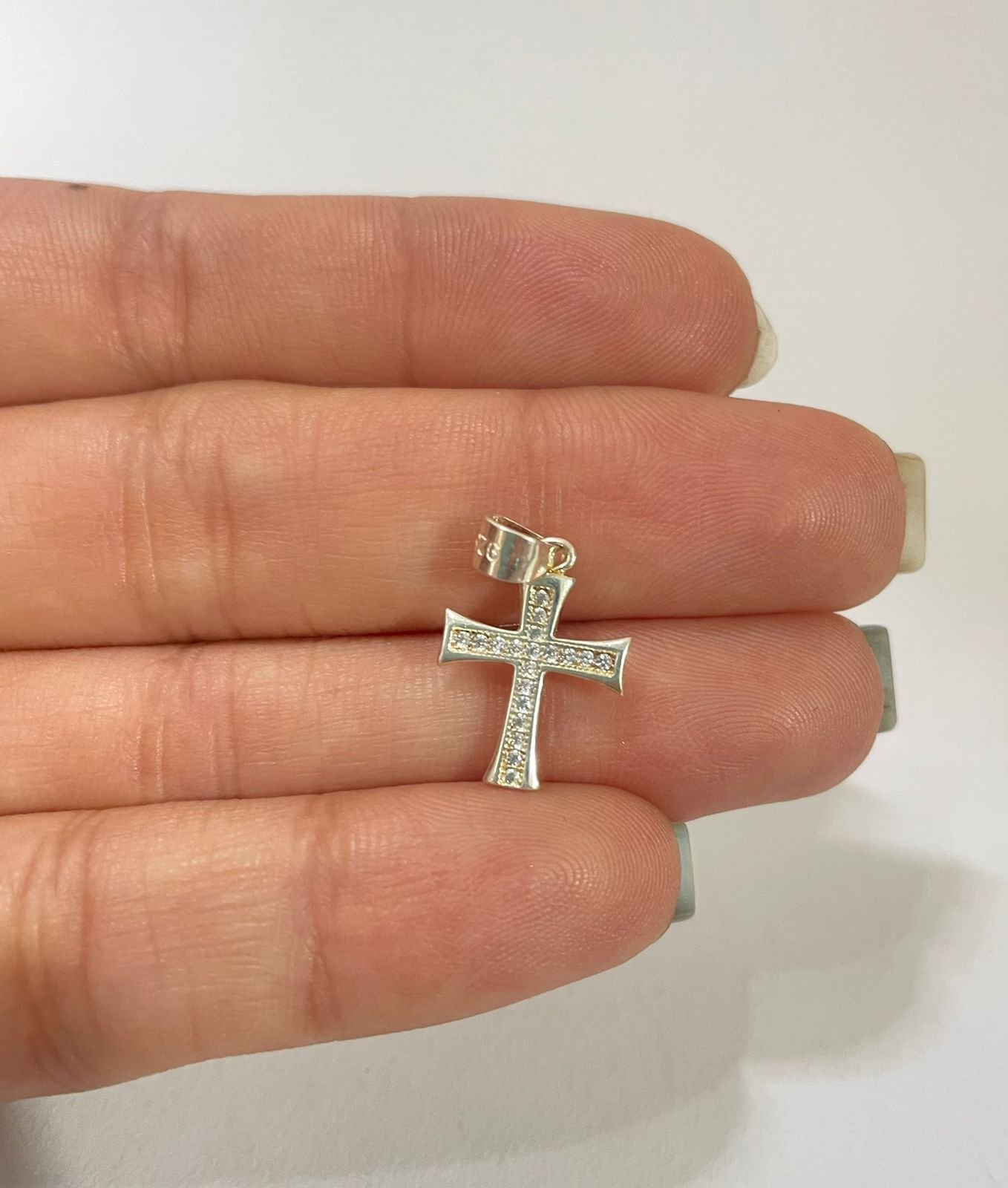 Dije cruz circones 0.70 gr / 2 cm / plata italiana - Imagen 3