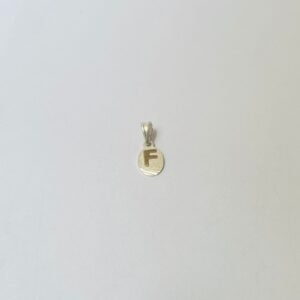 Dije letra F 1.32 gr / 2.5 cm / plata italiana + oro laminado