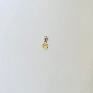 Dije letra P 1.32 gr / 2.5 cm / plata italiana + oro laminado