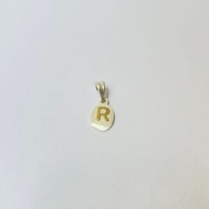 Dije letra R 1.27 gr / 2.5 cm / plata italiana + oro laminado
