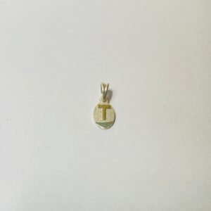 Dije letra T 1.24 gr / 2.5 cm / plata italiana + oro laminado