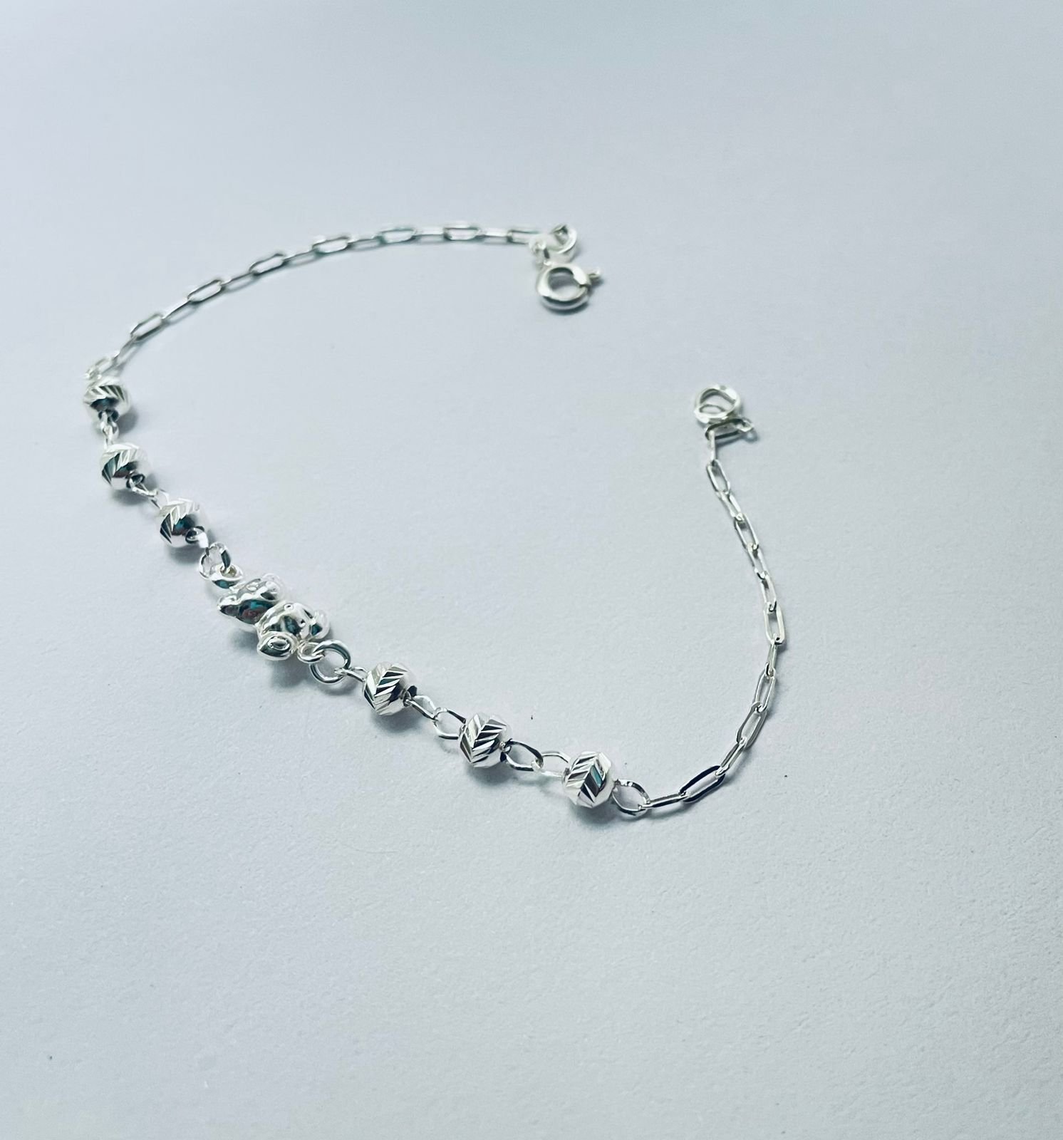 Pulsera oso 1.59 gr / 18 cm / 1 mm plata italiana - Imagen 2