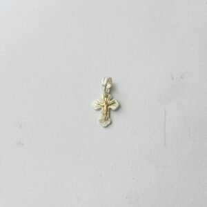 Dije cruz 1.11 gr / 2.5 cm / plata italiana + oro laminado