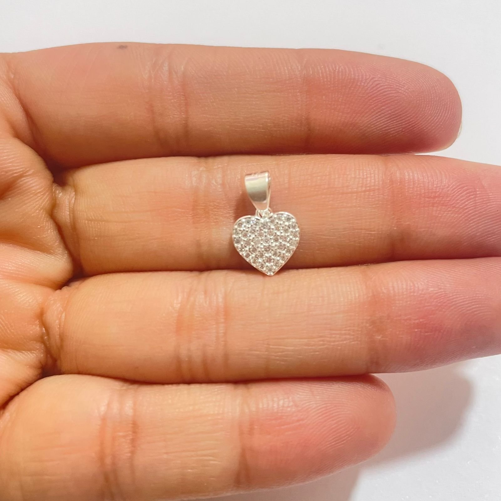 Dije corazón circones blancos 0.78 gr / 1.5 / plata italiana - Imagen 3