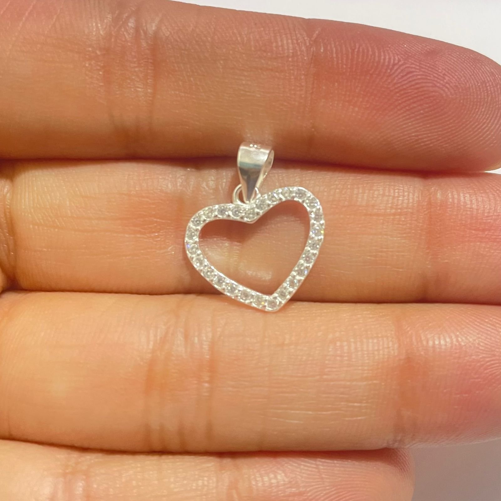 Dije corazón esqueleto 0.71 gr / 2 cm / plata italiana - Imagen 3